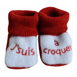 Chaussons naissance rouge et blanc