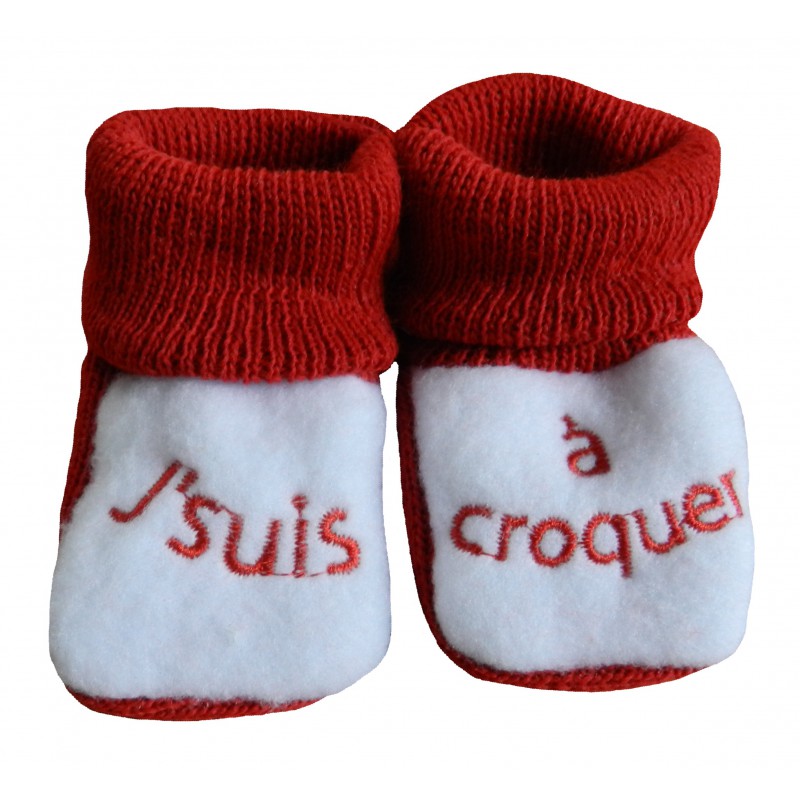 Chaussons naissance rouge et blanc