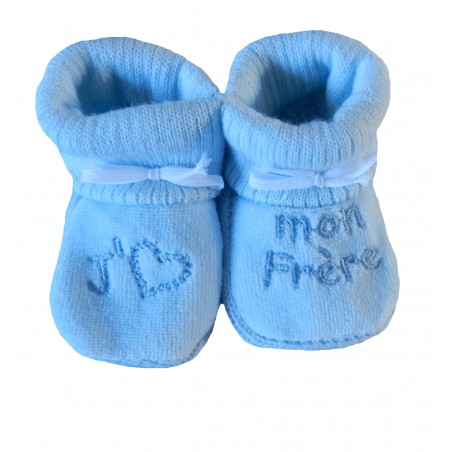 Chaussons Naissance Bleu J Aime Mon Frere Mon Coffret Naissance