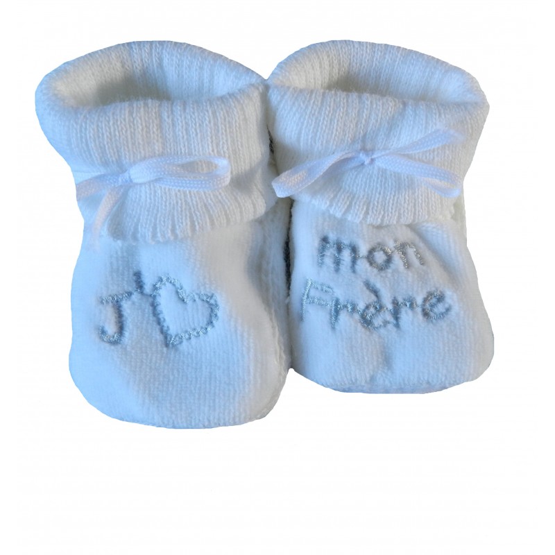 Chaussons Naissance Blanc J Aime Mon Frere Mon Coffret Naissance