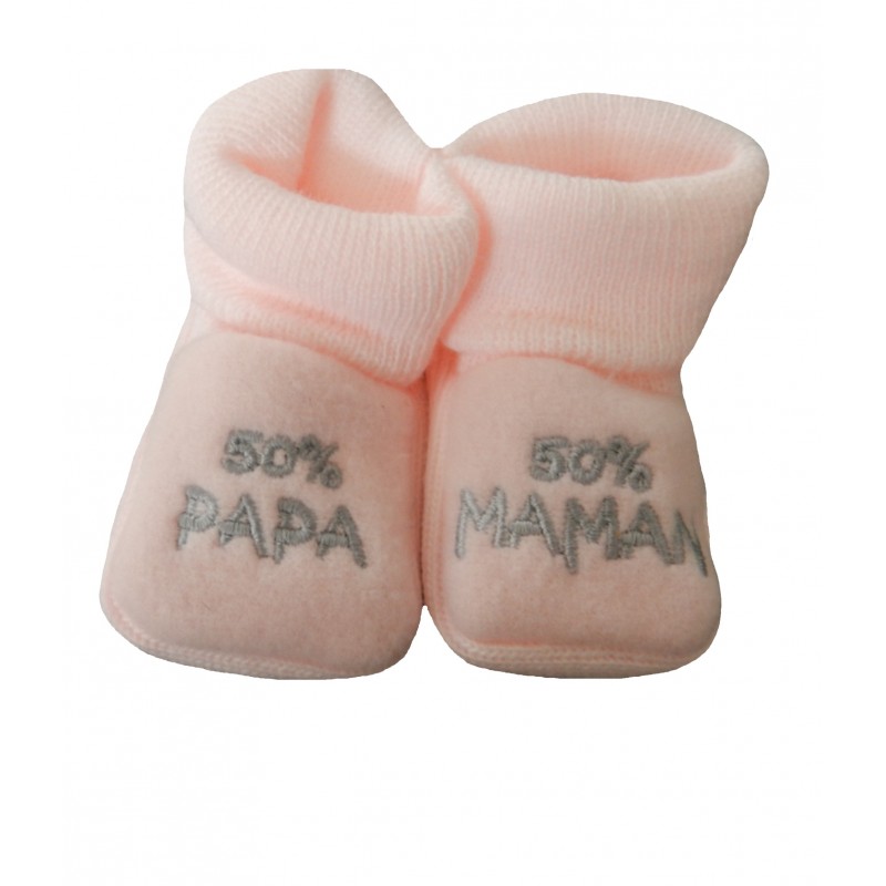 Chausson bébé HAPPY BABY - 50% papa 50% maman - Rose Rose - Cdiscount
